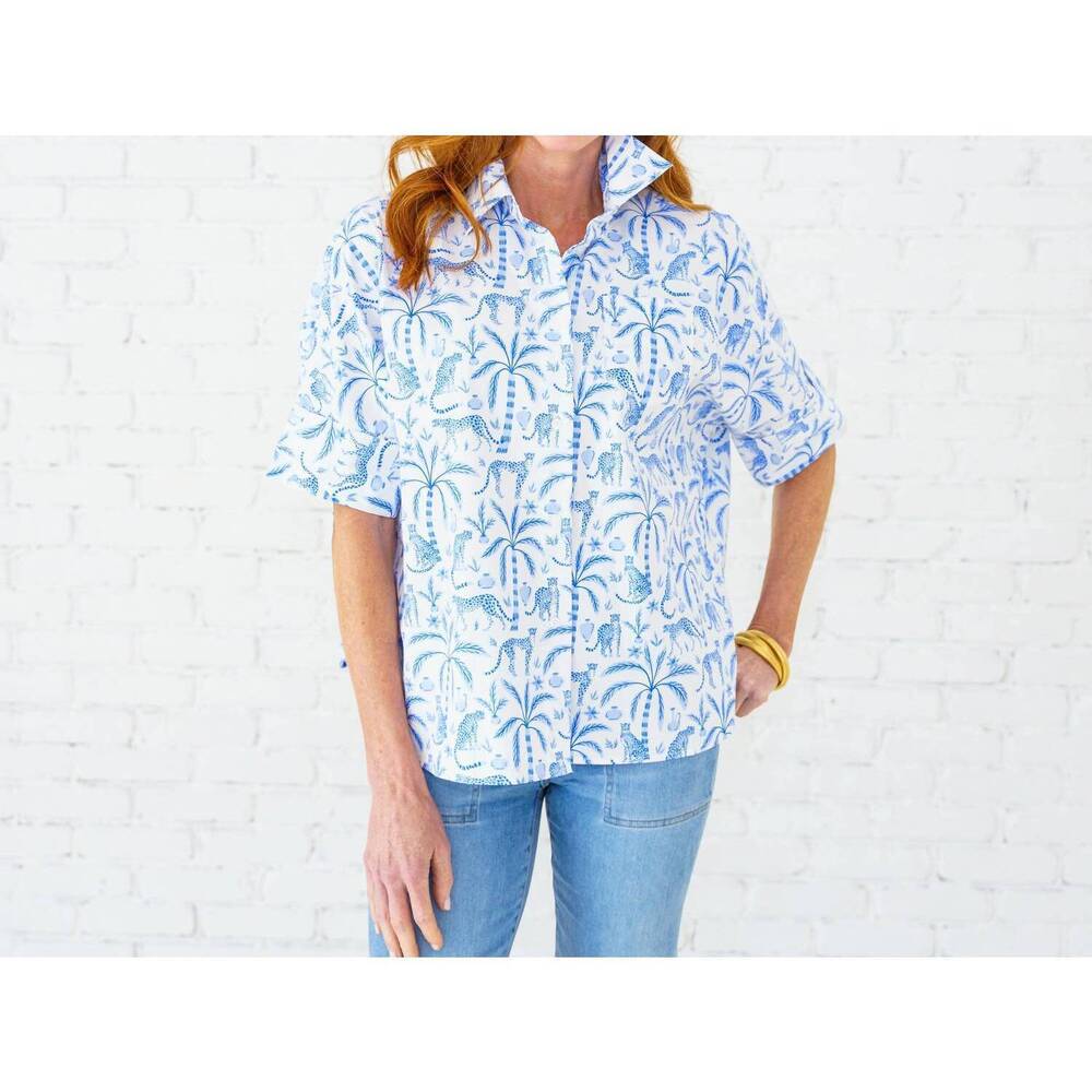 NEW CARYN LAWN abby swing top in blue jungle